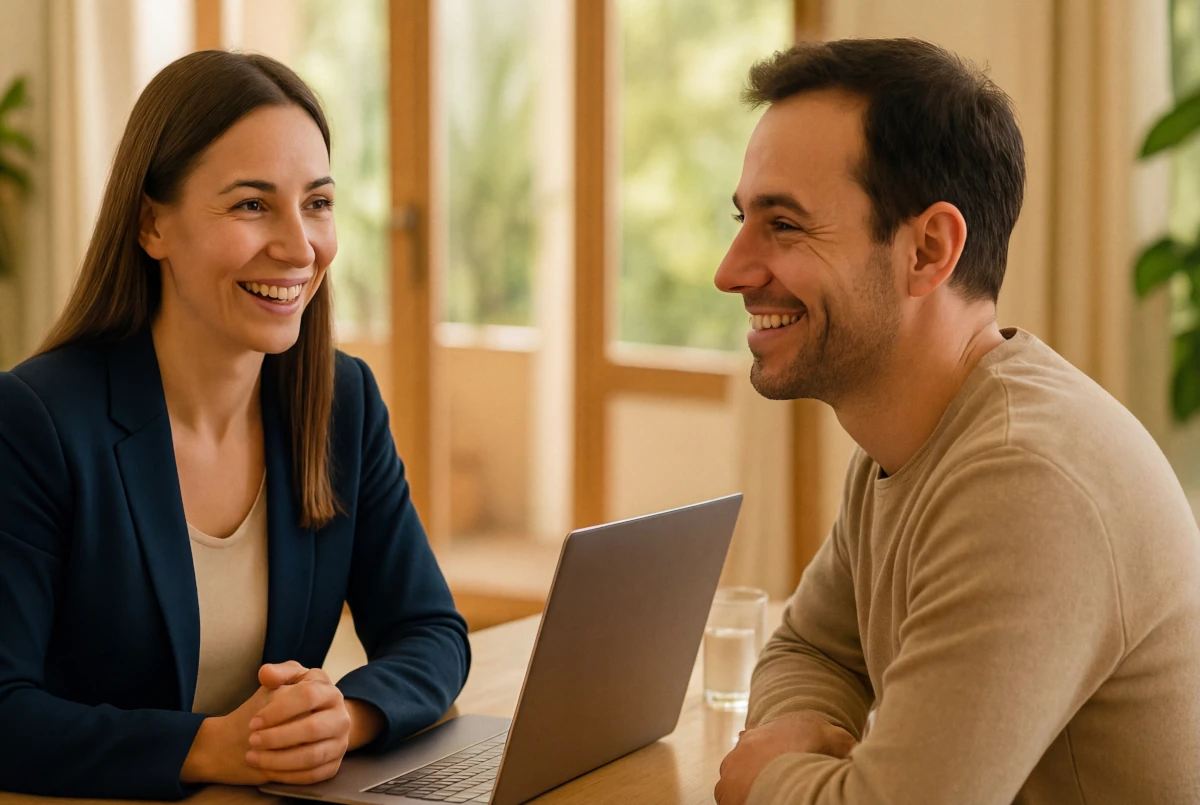 Persona trabajando con calma y luz natural, simbolizando claridad y método